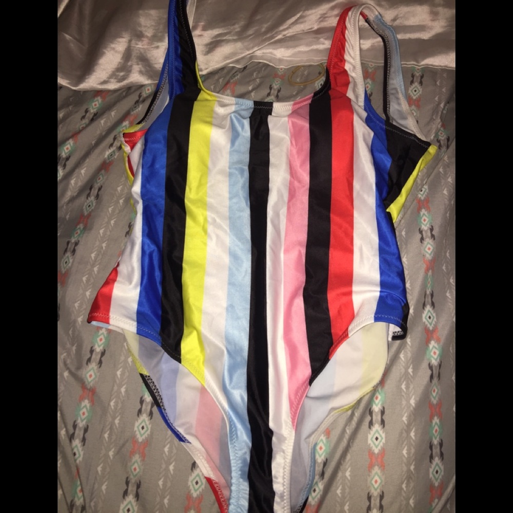 Multi-color Striped Cupshe One-piece Swimsuit